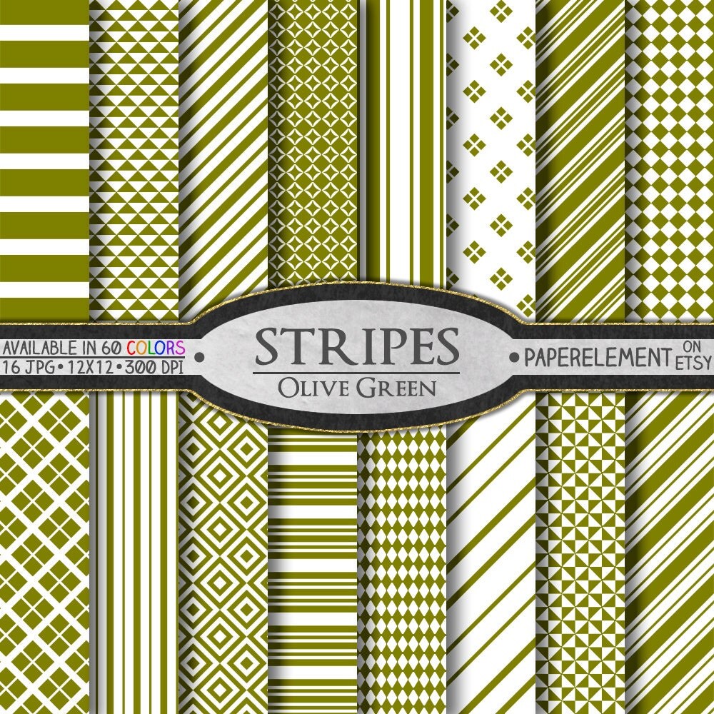 Olive Green Stripe Digital Paper: Green Stripe Paper, Drab Stripe ...