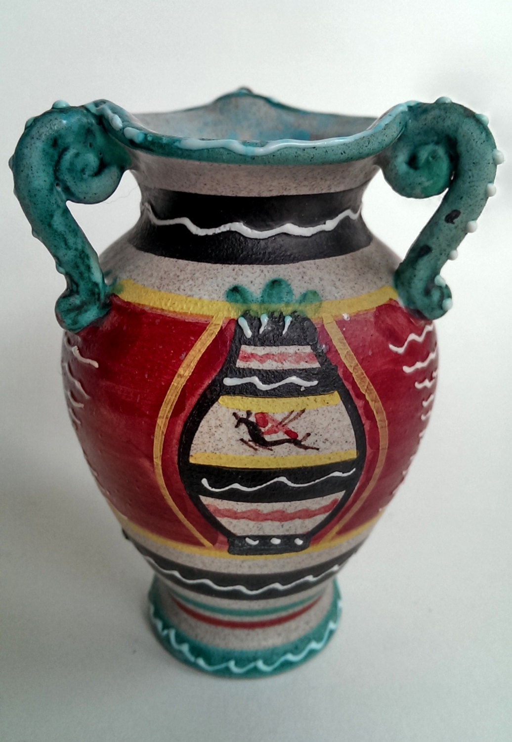 Italian Vintage Rare Ars Deruta Vase Art Pottery