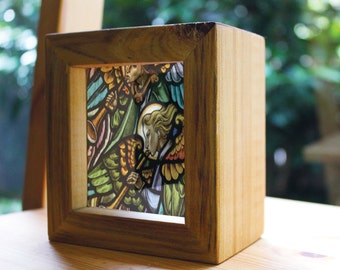 Angels Handmade Timber Light Box. See through prints that glow in natural light - just like stained glass!