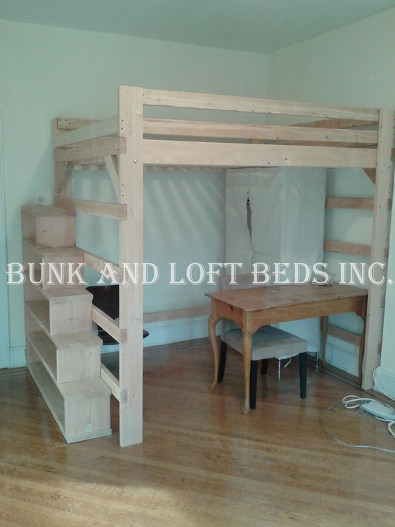 Queen Size Extra Tall Loft Bed With Custom Made Stair Case
