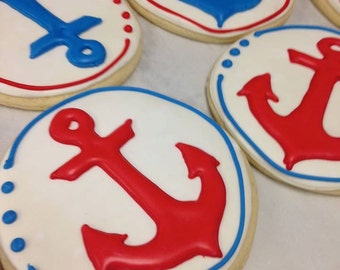 Gourmet Sugar Cookie Gift Collection Nautical Anchors for birthday or baby shower