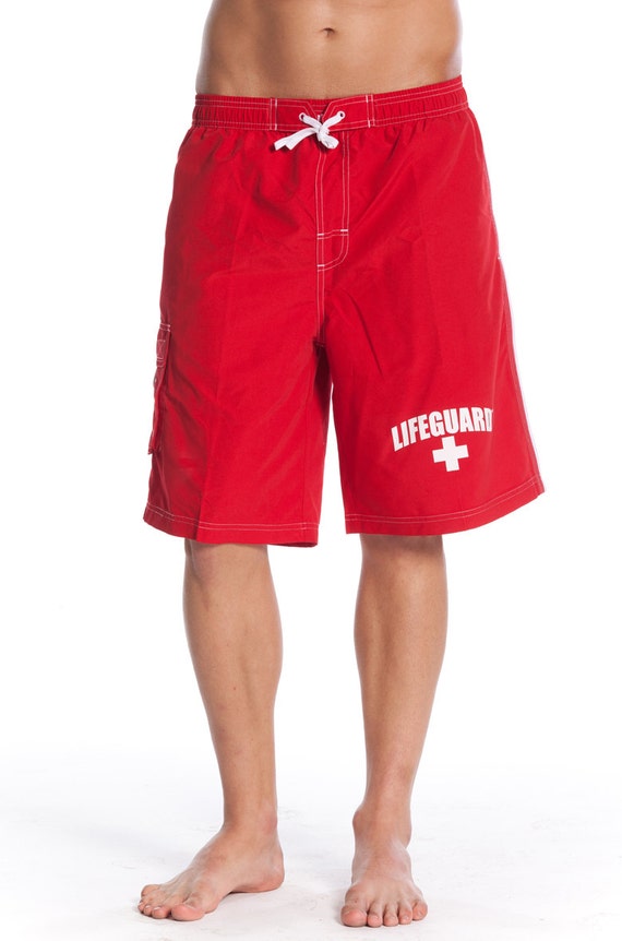 Official LIFEGUARD Men's Board Short polyester Red by NewHitWonder