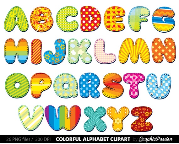 Alphabet clipart color alphabet Digital alphabet letters