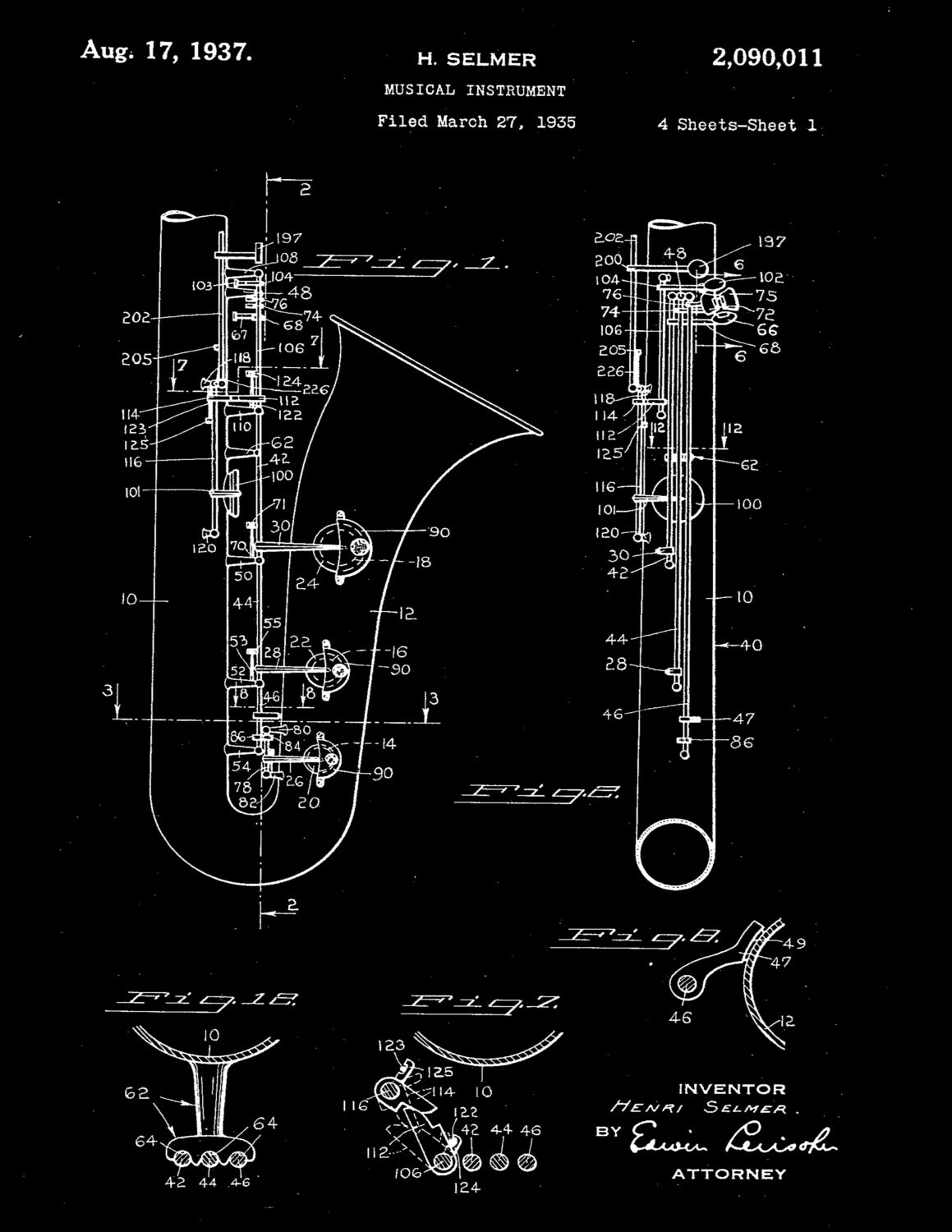 Saxophone Poster Saxophone Patent Saxophone by STANLEYprintHOUSE