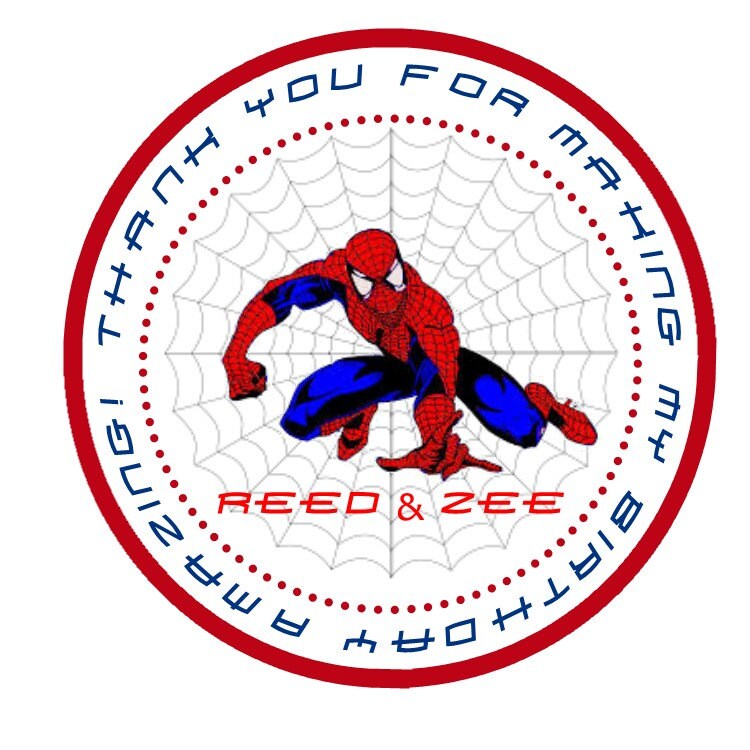 Printable SPIDERMAN Birthday Stickers 2.5 by NewEnglandPaperCo