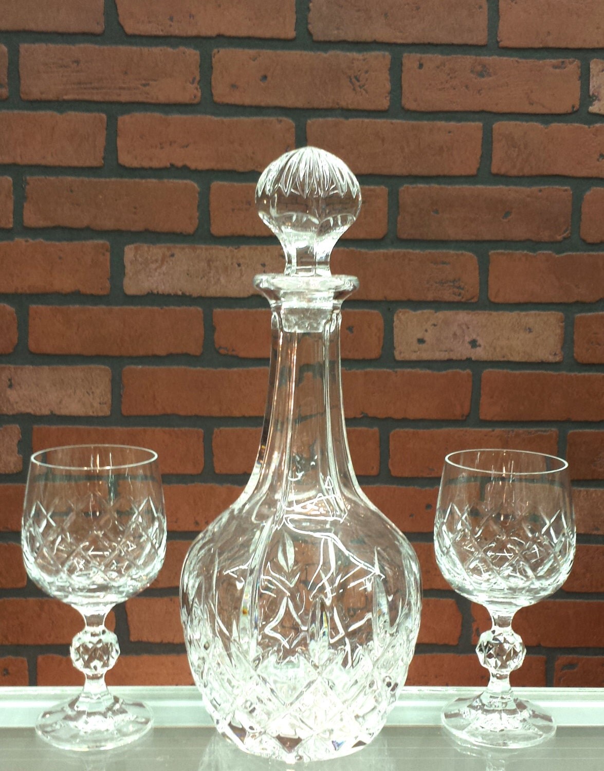 Crystal Wine or Cognac Decanter Set by ArtMaxAntiques on Etsy