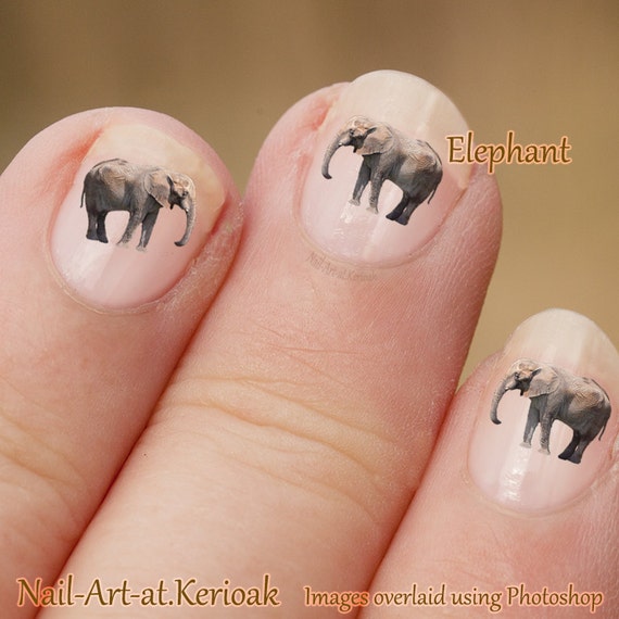 Elephant wild animal Nail Art Stickers Elephant decals