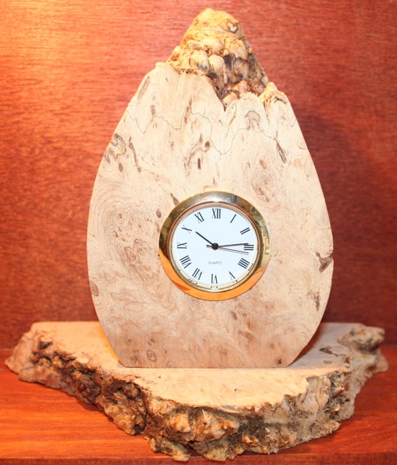 Items similar to Unique EggShaped Burled Maple Clock on Etsy