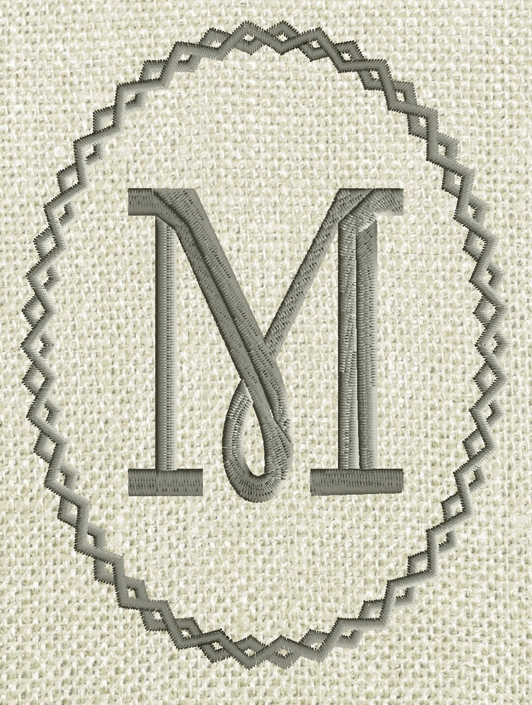 Oval Braid Font Frame Monogram Embroidery Design Font not
