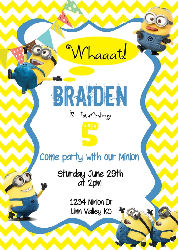 Minons Personalized Digital Birthday Party Invitation