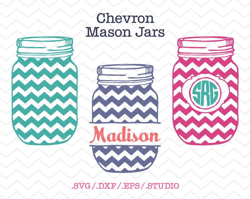 Download Chevron Mason Jar Monogram Frames SVG DXF EPS Studio3 Cut