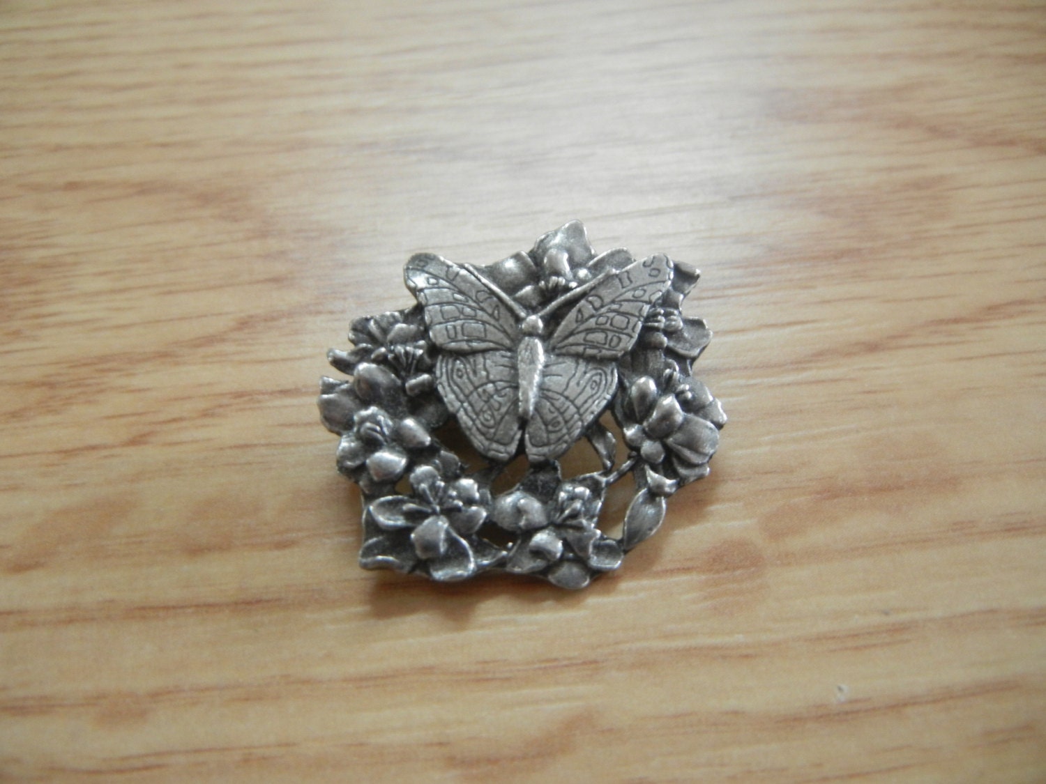 Birds & Blooms Pewter Limited Edition Pin Brooch Butterfly and