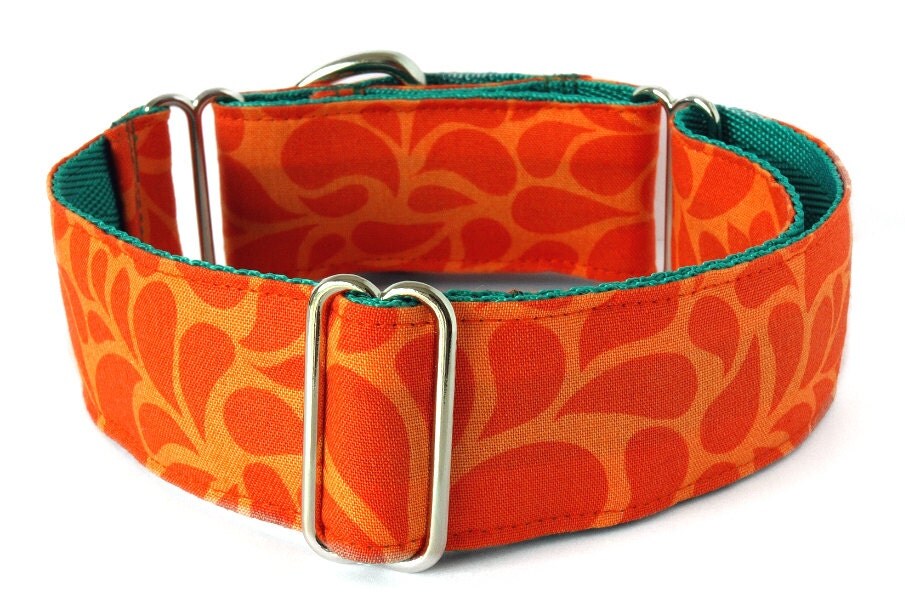 1.5 inch orange Martingale Collar Handmade In Ireland
