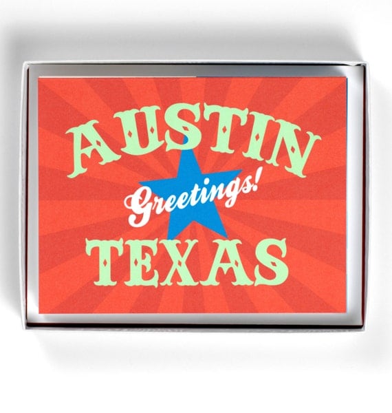 Greetings from Austin Texas Greeting Card Set of 10 Free