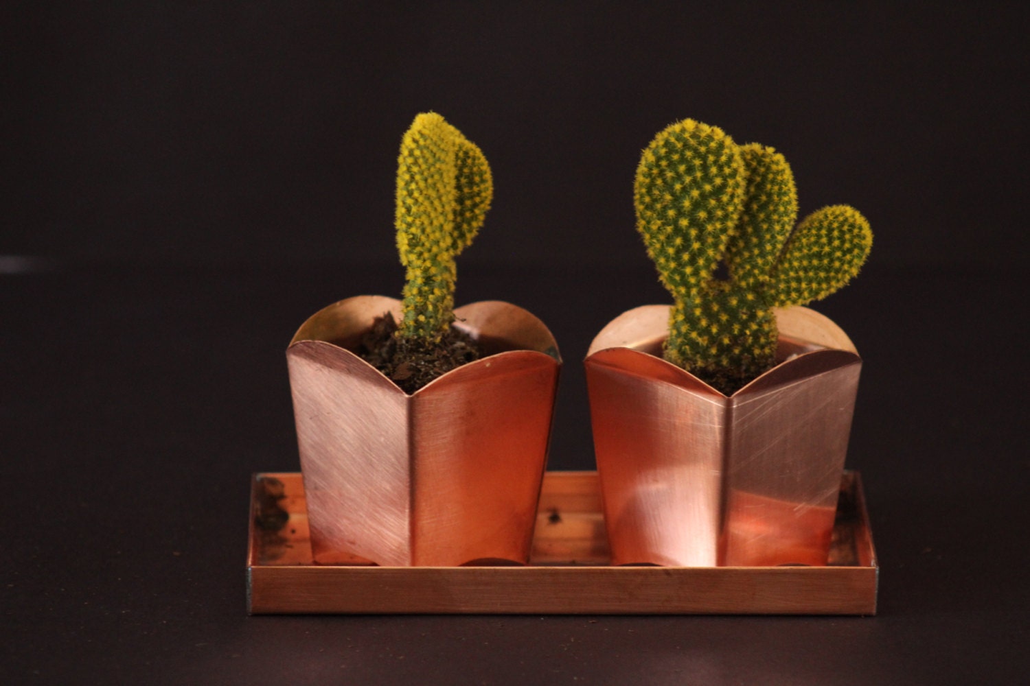 Small solid copper flower pots