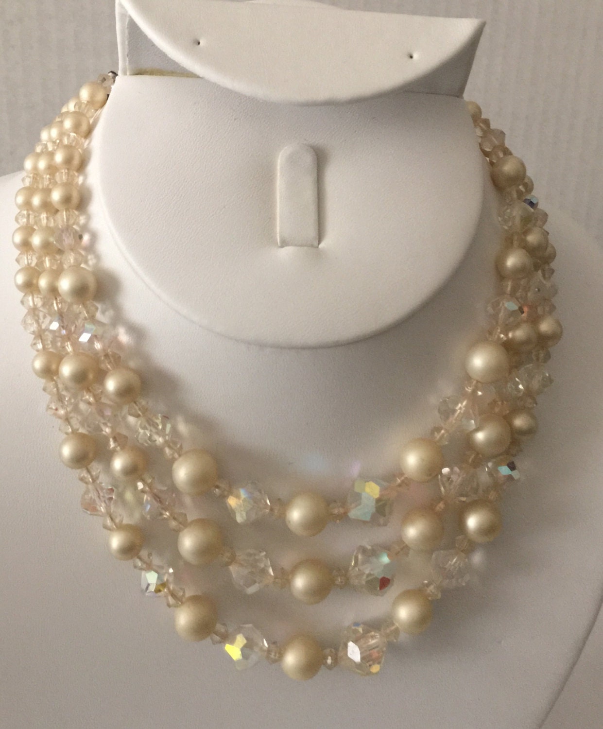 Vintage Three Strand Pearl Necklace