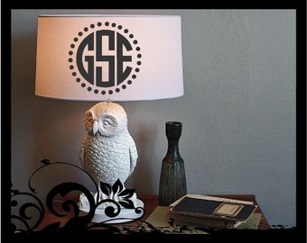 Personalized Monogram for Your Lamp Shade - Circle Initals; vinyl decals