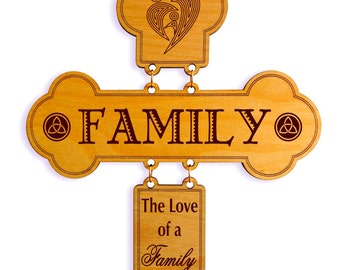 Family Decorative Cross, Custom wall Crosses, Christian Gift, Wedding / Anniversary gifts, The Love for Family Wall Decor, Wood Wall Sign.