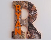 Boys Camo Custom Wall Letter, Camo Letter, Boys room decoration, Name art, Wall letters, hanging letters, Hunting letter, Boys hunting decor