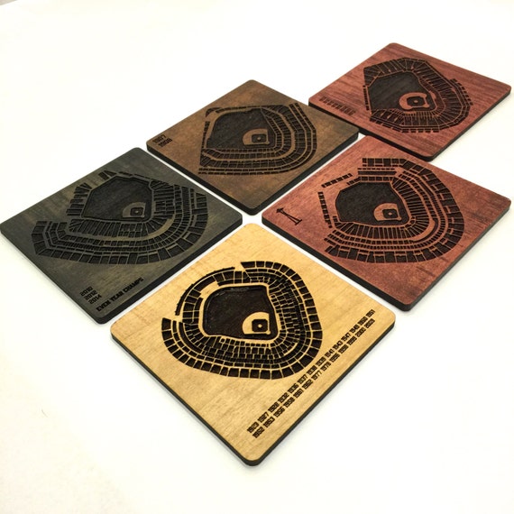 Baseball Stadium Coasters (Set of 4) Made from reclaimed wood in the
