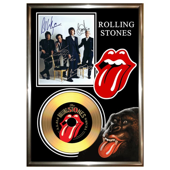 ROLLING STONES GRRR Signed Framed Gold Vinyl by GoldDiscDisplays