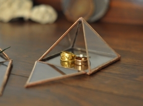 Pyramid Display Box - small glass pyramid - jewelry box - hinged - silver or copper - eco friendly