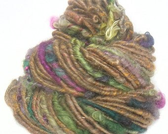 Handspun Art Yarn corespun handcarded sparkly Shetland BFL Wensleydale wool bamboo