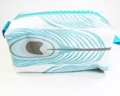 Makeup Bag - Aqua Peacock Feather