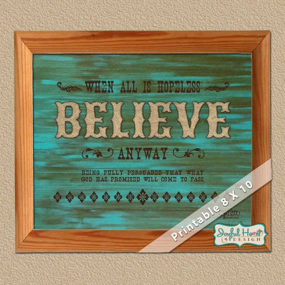 Items similar to BELIEVE wall art Scripture printable, rustic western