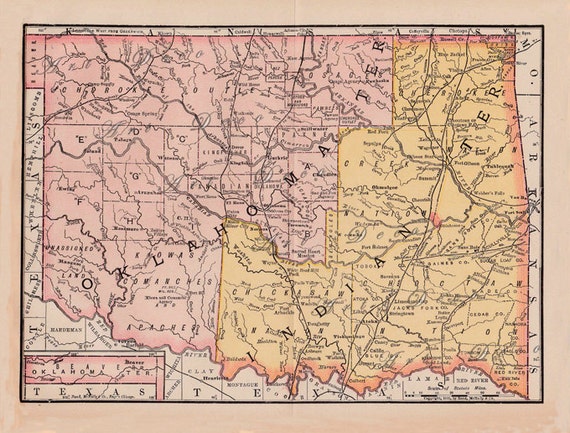 old map of Oklahoma from 1891 a printable digital map no.