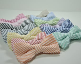 Boy's Seersucker Bow Ties, Boys Bow Tie, Seersucker Wedding Ties, Children's Bowtie