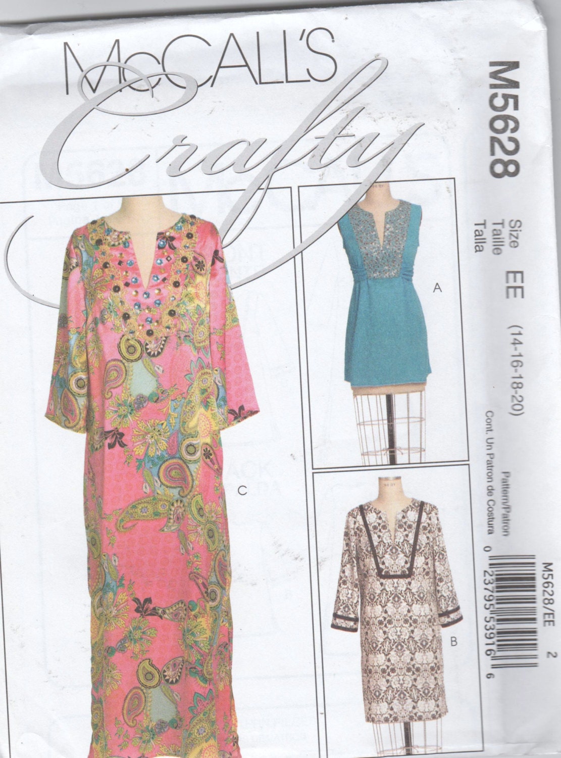 Tunic Caftan Lounge Wear Dress Sewing Pattern Womens 14 16 18