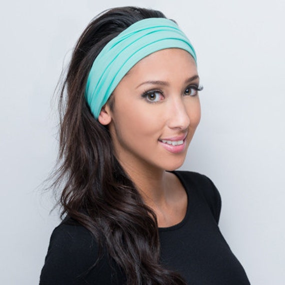 Extra Wide Headbands Womens Solid Mint by StylishModeHeadbands