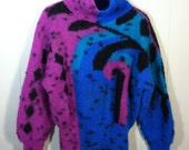 Vintage Oversized chunky Sweater / Abstract geometric / Cosby 