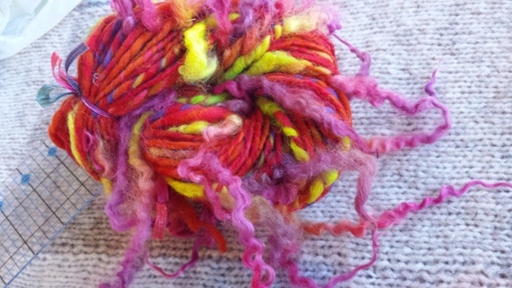 Art yarn handspun SALE buy 3 get 1 free Bee Balm 3.1 oz. wool locks curls tail spun