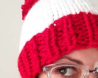 Chunky Knit Hat with Pom