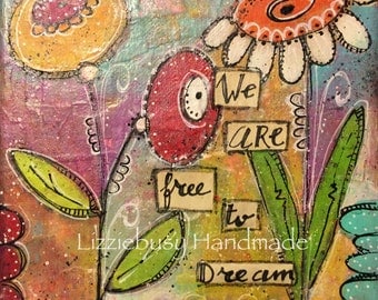 Items similar to Nest, original mixed media on Etsy