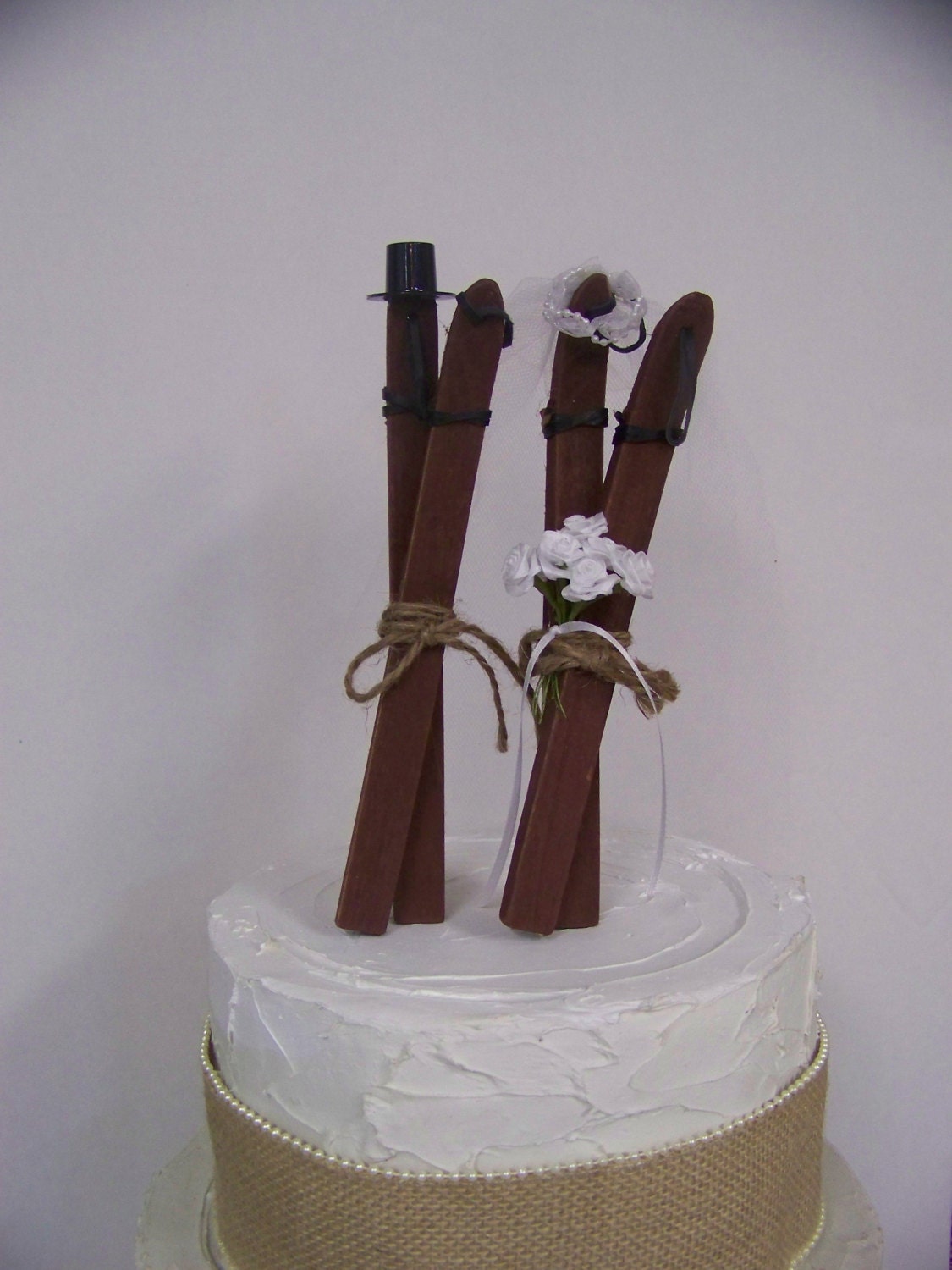 Wedding Cake Topper Ski Cake Topper Bride and Groom Skis