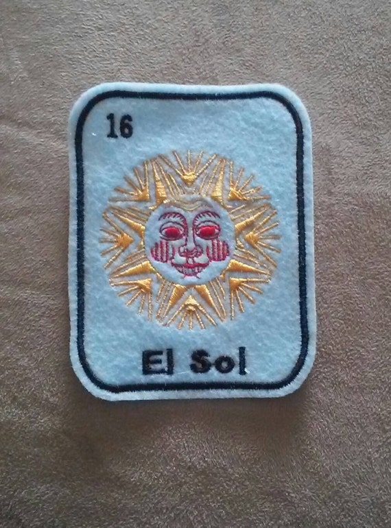 El Sol Loteria Patch Iron On mexican folk art patch