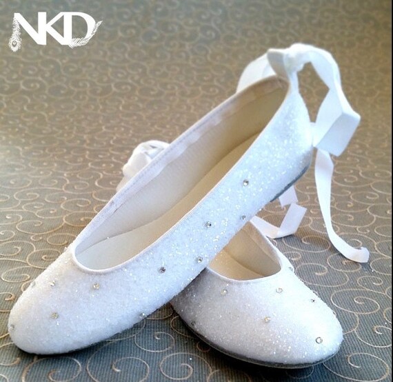 Items similar to Glitter ballerinas, bridal ballerinas, sparkle shoes ...