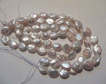 15 inch Strand Natural Freshwater Pearls White Oval 12 to 13mm Long 318