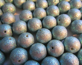 12 (12mm) Vintage Italian Lucite Glitter Beads (more green than the photo)