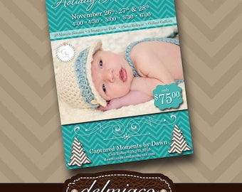 Christmas Mini Session Template - Photography Marketing - Chevron - Layered Photoshop Template - Photography Studio - INSTANT DOWNLOAD