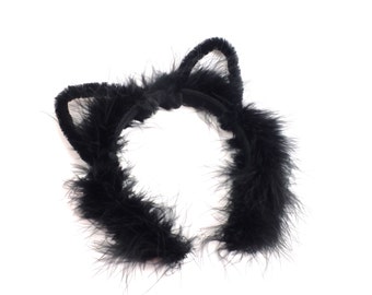 Black cat ears headband black cat costume black kitty ears