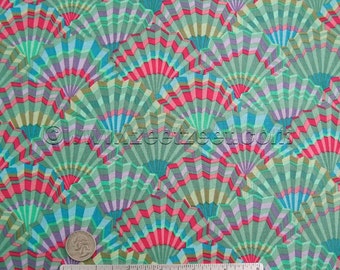 Kaffe Fassett PAPER FANS GREEN - Gp143 Cotton Quilt Fabric by the Yard, Half Yard, or Fat Quarter Fq Purple Magenta