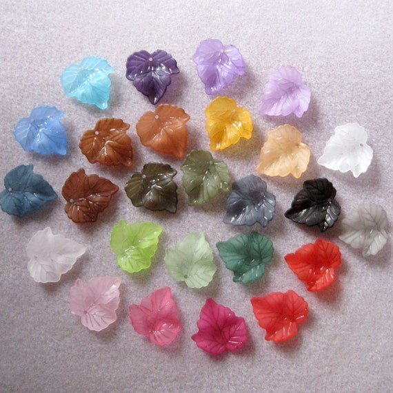 Frosted Lucite Acrylic Leaf Beads You Choose by akaLulaBeads