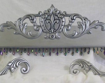 fleur de lis, bed crown , bed canopy, french room decor,