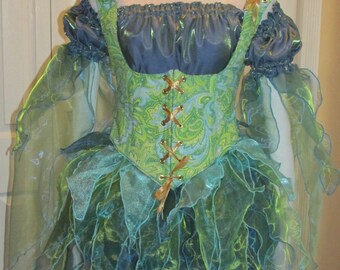DDNJ Choose Color Fabric Renaissance Fairy Pixie Sprite 4pc Cosplay Larp Anime Plus Custom Made ANY Size Medieval Lolita Kawaii Costume