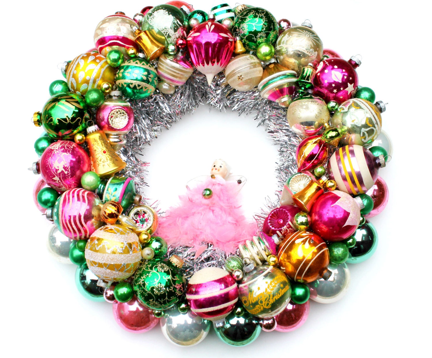 clearance sale vintage green pink ornament wreath by atticwear clearance sale vintage green pink ornament wreath by atticwear