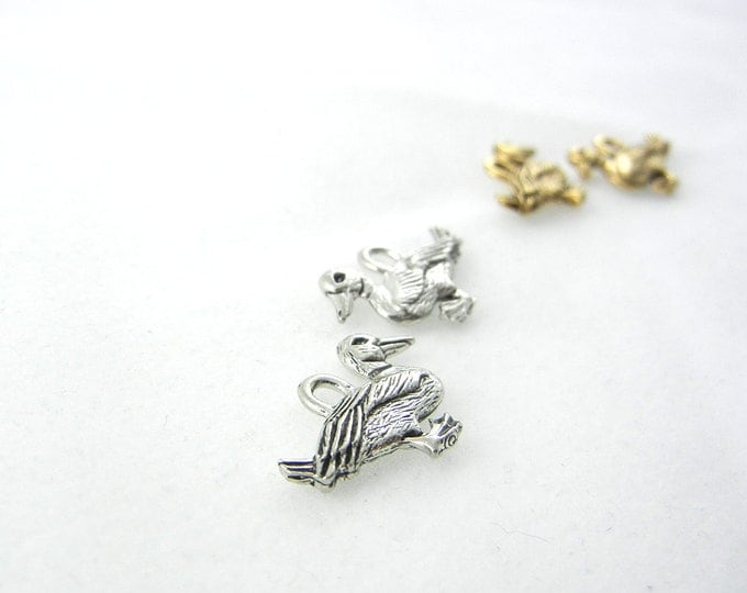 Pair of Small Pewter Duck Charms Available Silver and Gold-tone Jewelry Supplies